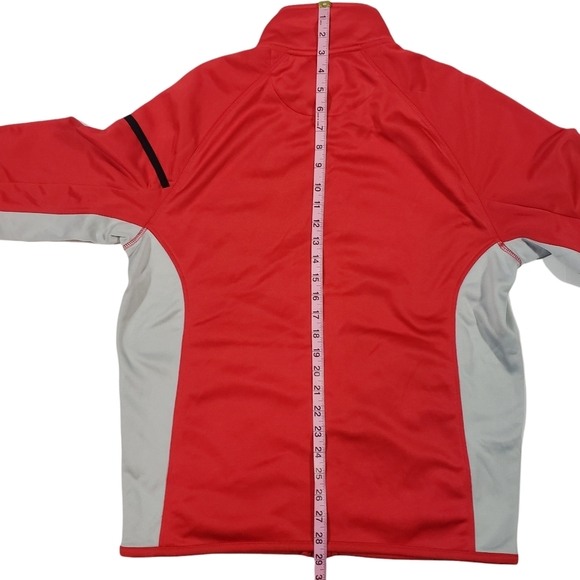 Fila Red Gray Colorblock Track Jacket Sz S Fleece Lined Full Zip Long Sleeved - Picture 12 of 13